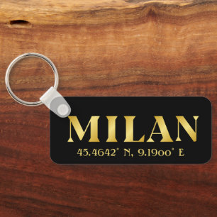 Lux Guld Milan Latitude & Longitude Black Nyckelring