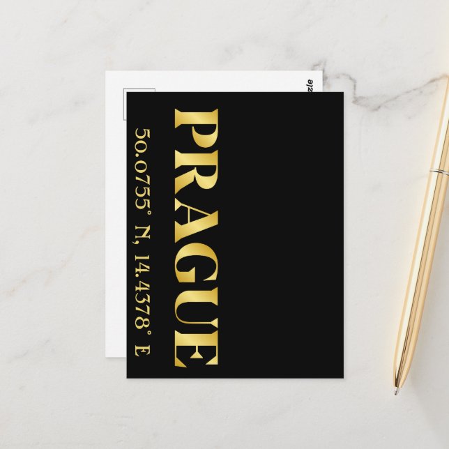 Lux Guld Prag Latitude och longitud Vykort (Fram/Back In Situ)