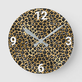 LUX GULD SILVER LEOPARD WALL CLOCK RUND KLOCKA
