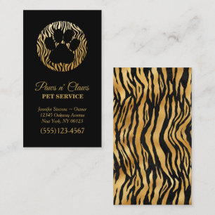 Lux Guld Tiger Print Tass Pet Service Affärskort Visitkort