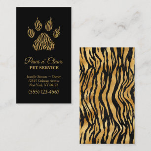 Lux Guld Tiger Print Tass Pet Service Visitkort