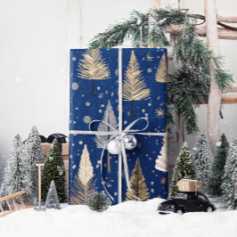 Lux jul Guld på Blue Wrapping Papper Presentpapper