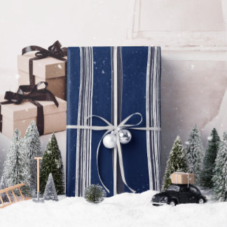 Lux jul White Rand på Blue Wrapping Papper Presentpapper