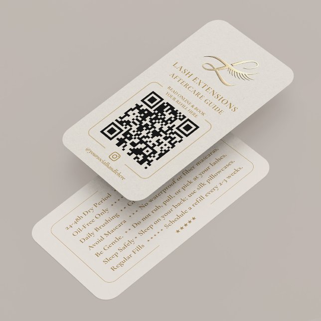 Lux Lash Extensions Eftervårdsguide Kort  (Lux Lash Extensions Aftercare Guide Instruction Member Card
)
