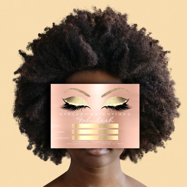 Lux Lashes Rosa Rosa Guld Smink Certifikatgåva (Lux Lashes Pink Rose Gold Makeup Certificate Gift )