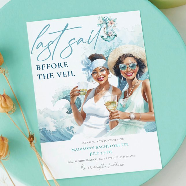 Lux Last Sail före Veil Cruise Bachelorette Inbjudningar (Skapare uppladdad)
