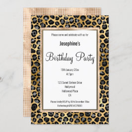LUX LEOPARD CHAMPAGNE BIRTHDAY INVICATION INBJUDNINGAR