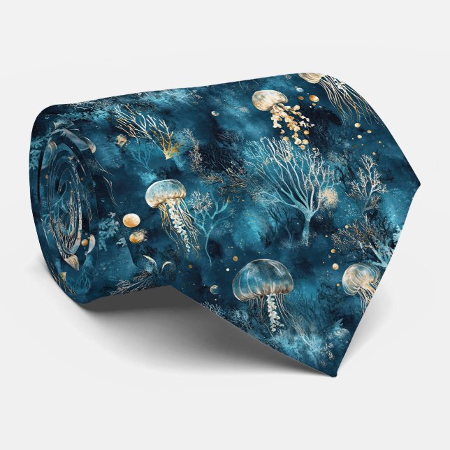 Lux Ocean Jellyfish & Coral Gold Pattern (2) Slips (Rullad)