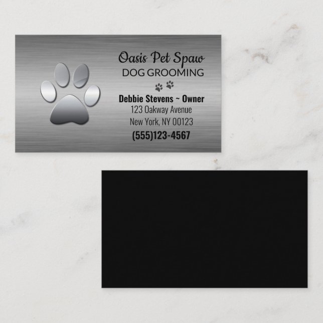 Lux Paw Print Hund Pet Grooming Service Visitkort (Fram/baksida)