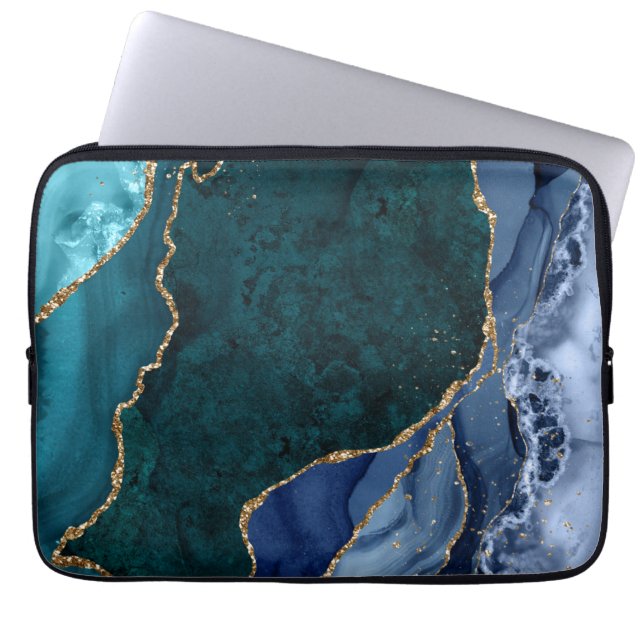 Lux Peacock Agate & Gold  Laptop Fodral (Framsidan)