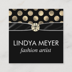 Lux Polka Dot Ribbon och Diamond Center Biet Fyrkantigt Visitkort