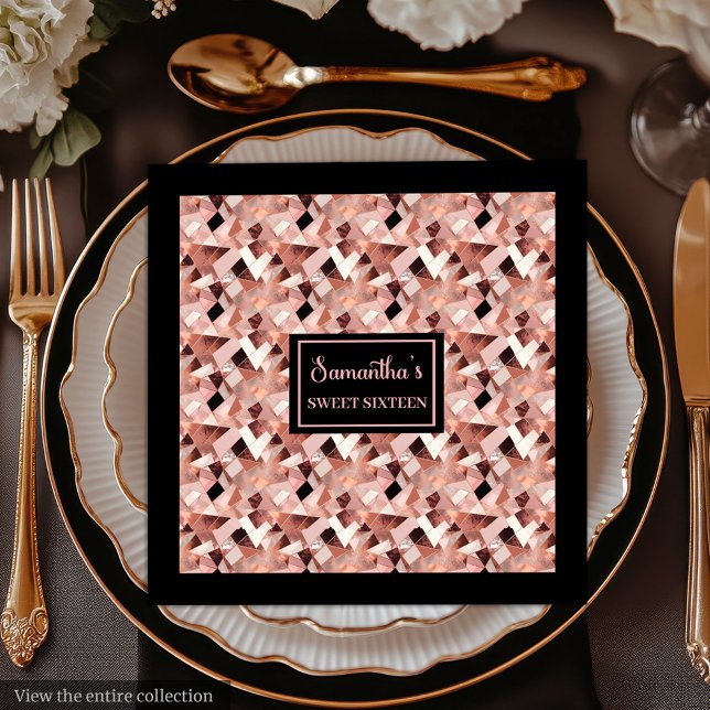 Lux Wedding Napkins Rose Gold Glitter Metallic Pappersservett (Lux Wedding Napkins Rose Gold Glitter Metallic)