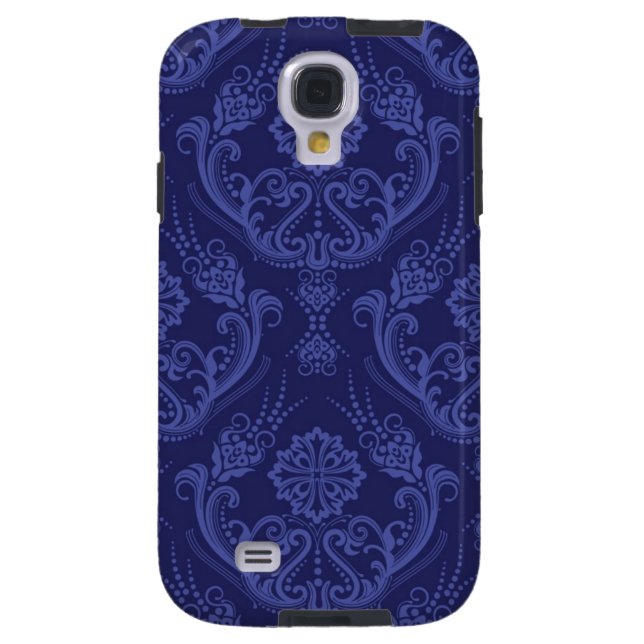 Luxblått blommigt, damm tapet Case-Mate samsung galaxy skal (Baksidan)