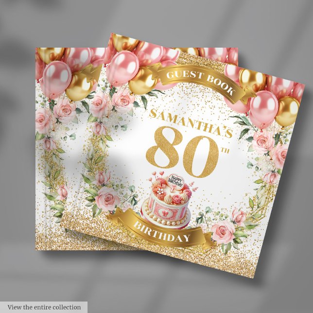 Luxe 80:e födelsedagsgästen Bok  Boho Flowers (Luxe 80th Birthday Guest Book Blush Boho Flowers

)