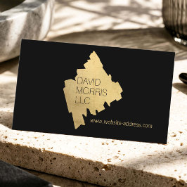 Luxe Abstrakt Guld Brushstroke-Logotyp på Black Visitkort