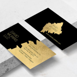 Luxe Abstrakt Guld Brushstroke-Logotyp på Black Visitkort
