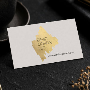 Luxe abstrakt guld penseldrag Logo på Tan Visitkort
