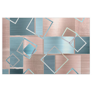 Luxe Abstrakt Ro Guld och Teal Geometric Tyg
