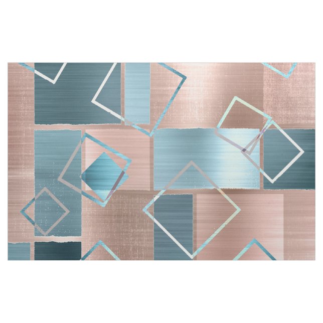 Luxe Abstrakt |  Ro Guld och Teal Geometric Tyg (Yard)