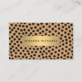 Luxe Animal Print Confetti-punkter med Guld Pub Visitkort