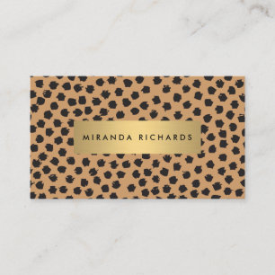 Luxe Animal Print Confetti-punkter med Guld Pub Visitkort