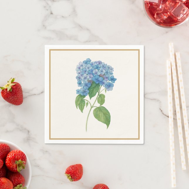 Luxe Blå Hortensia Servett — Elegant Botanisk (Insitu)