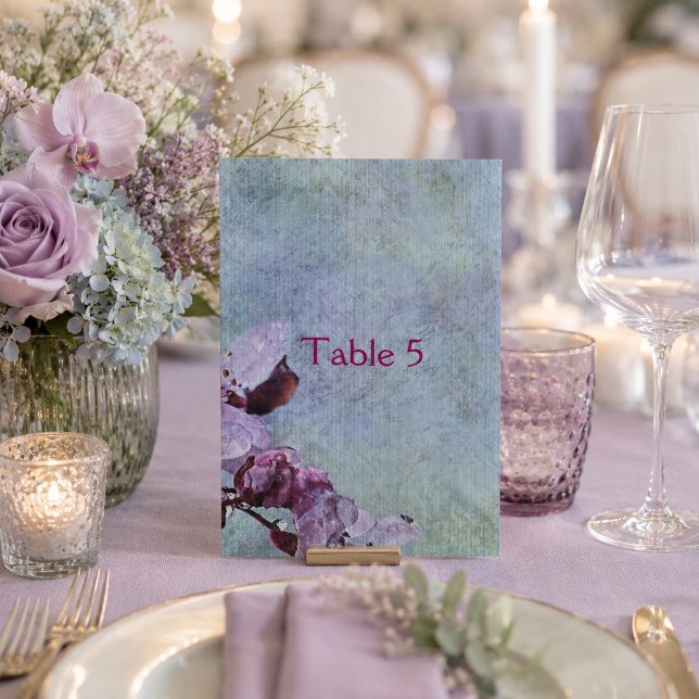 Luxe blå och lila klassisk blomster bordsnummer (Skapare uppladdad)