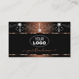 Luxe Black Brown Squiggles Gnistra Jewels Add Logo Visitkort