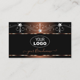 Luxe Black Brown Squiggles Gnistra Jewels Add Logo Visitkort