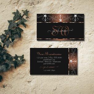 Luxe Black Brown Squiggles Gnistra Jewels Initiale Visitkort