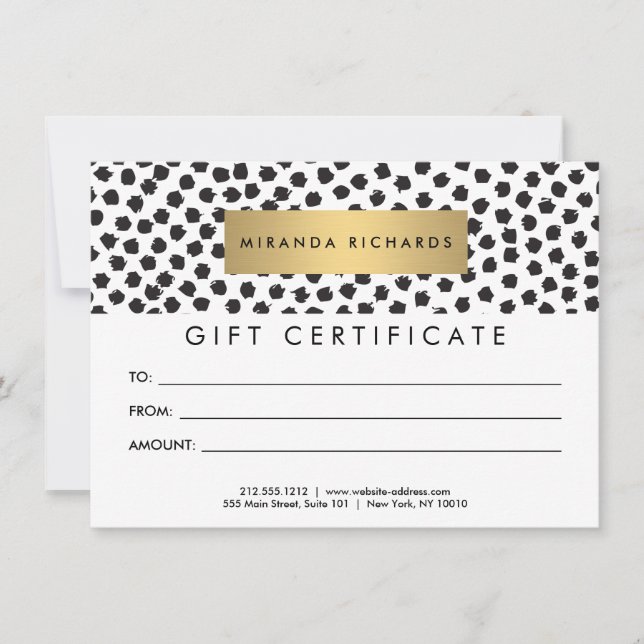 Luxe Black Confetti Dots II Gift Certificate (Framsida)