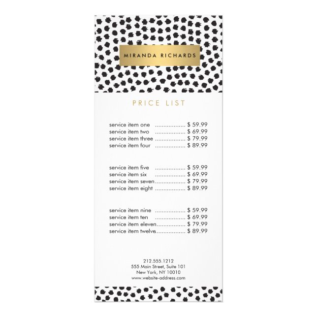 Luxe Black Confetti Dots II med Guld Pub Reklamkort (Framsidan)