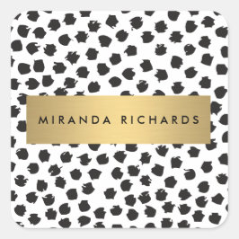 Luxe Black Confetti Dots II med Guld Pub Stickers Fyrkantigt Klistermärke