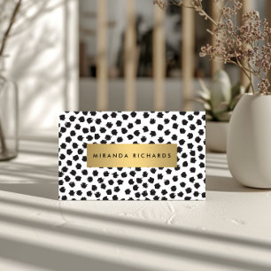 Luxe Black Confetti Dots II med Guld Pub Visitkort