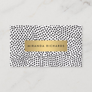 Luxe Black Confetti-punkter med Guld Pub Visitkort