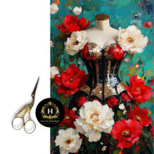 Luxe Black Guld Corset Mannequin Red Blommigt