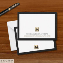 Luxe Black Guld Law Firm Note Card