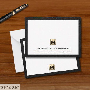 Luxe Black Guld Law Firm Note Card Anteckningskort