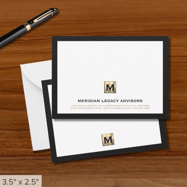 Luxe Black Guld Law Firm Note Card Anteckningskort (Skapare uppladdad)