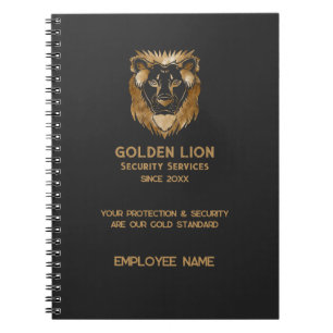 Luxe Black Guld Lejon Business Logotyp Anteckningsbok