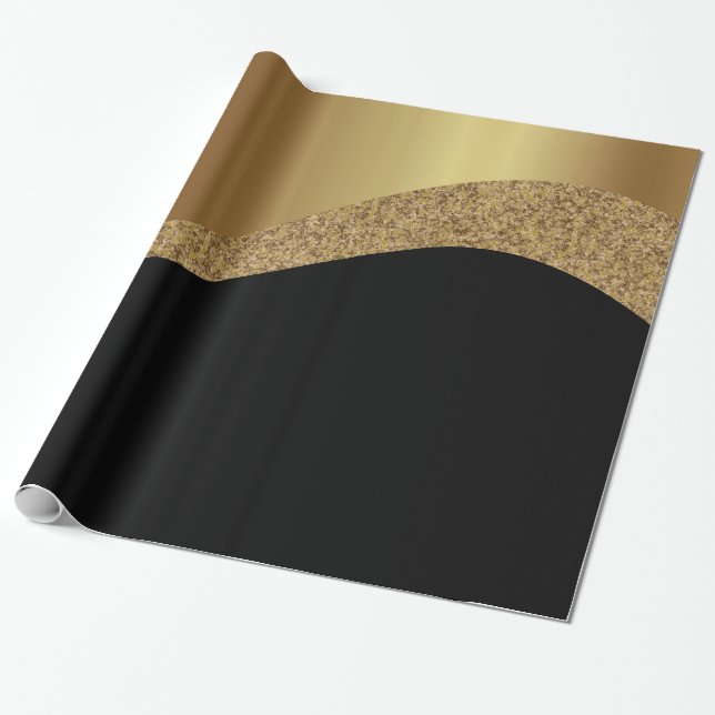 LUXE BLACK GULD MÖNSTER WRAPPING PAPPER GIFT WRAP PRESENTPAPPER (Utrullad)