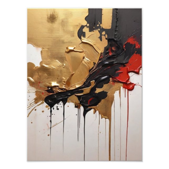 Luxe Black, Guld och Red Abstrakt Fototryck (Framsidan)