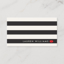 Luxe Black/Ivory Rand Red Läppar Makeup Artist Visitkort