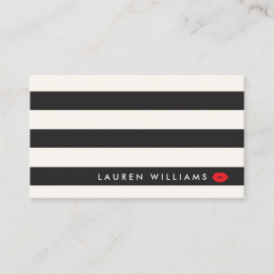 Luxe Black/Ivory Rand Red Läppar Makeup Artist Visitkort