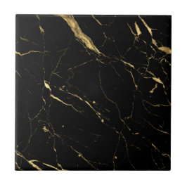 Luxe Black och Guld Marble Kakelplatta