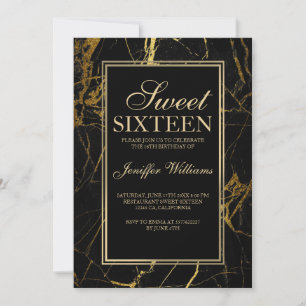 Luxe Black och Guld Marble Struktur Inbjudningar