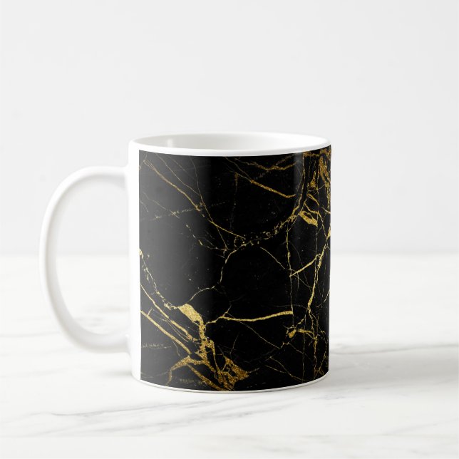 Luxe Black och Guld Marble Struktur Kaffemugg (Vänster)