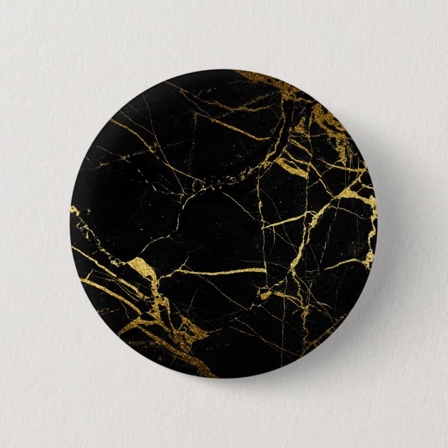 Luxe Black och Guld Marble Struktur Knapp (Framsida)