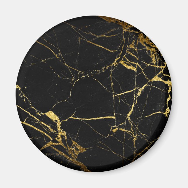 Luxe Black och Guld Marble Struktur Magnet (Framsidan)