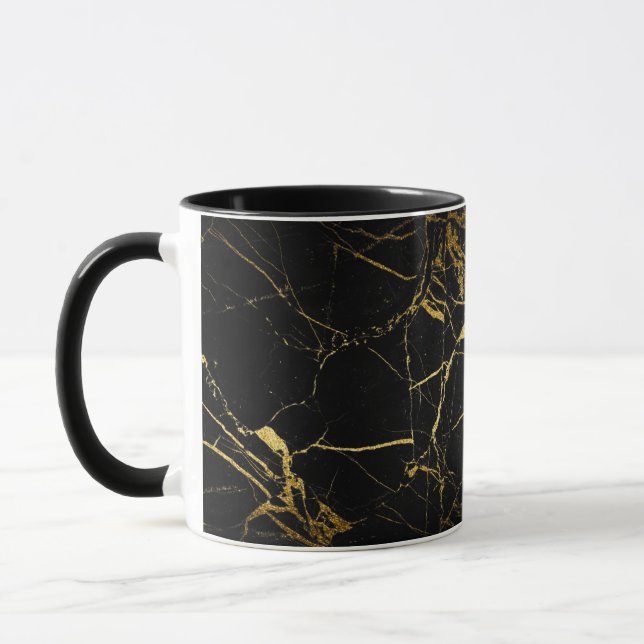 Luxe Black och Guld Marble Struktur Mugg (Vänster)